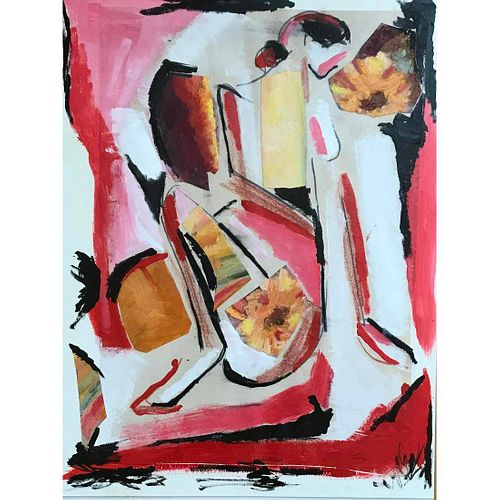 Contemporary Abstract "Lady in Red" Painting