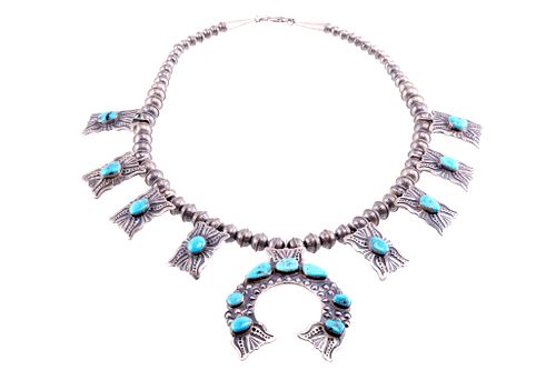 Navajo HUGE Squash Blossom Necklace by S. Cayatino