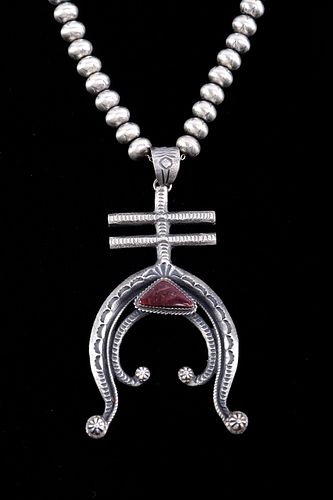 Navajo Tufa Squash Cross of Lorainne Necklace