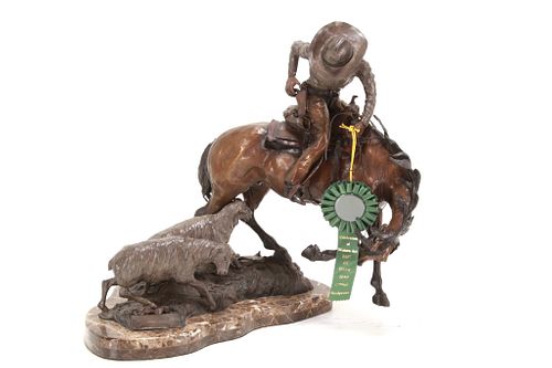 M. Jackson (1934-2021) Sheep & Horses A/P Bronze