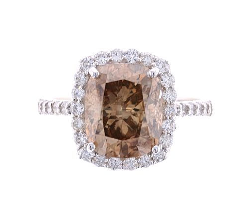 4.85ct Natural Fancy Brown Diamond 18k Gold Ring