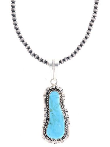 Navajo Sam Yellowhair Silver & Turquoise Necklace