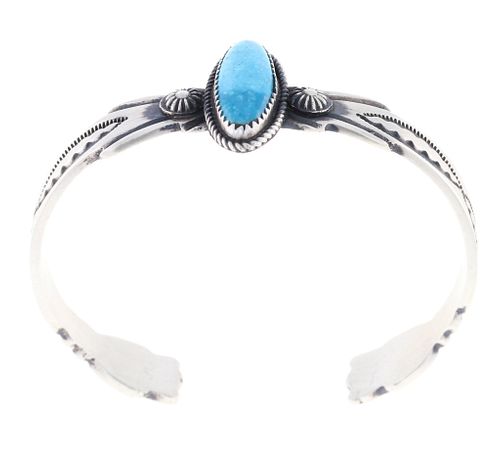 Navajo Martha Cayatino Silver & Turquoise Bracelet