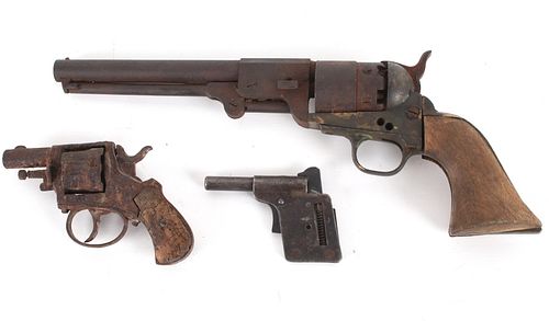 1800's Collection of Unmarked Revolvers & Pop gun