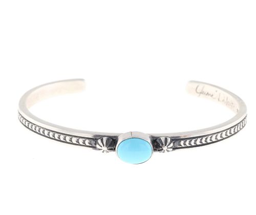 Navajo Jane Deligarito Silver & Turquoise Bracelet