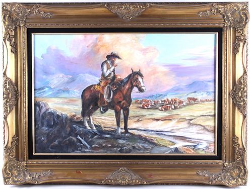 Margie Jackson (1934-2021) Smoking Cowboy Painting
