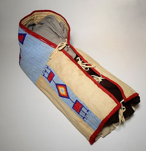 Sioux Beaded Cradle Board & Cover c. 1900-