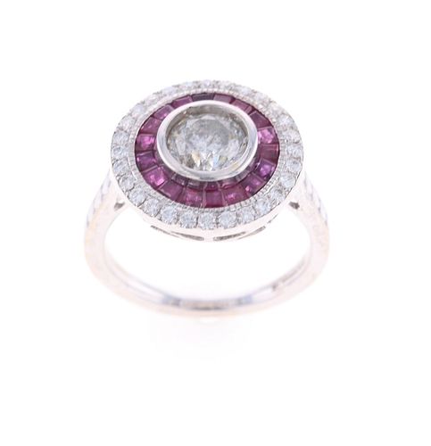 Pristine Ruby Diamond and 18k White Gold Ring