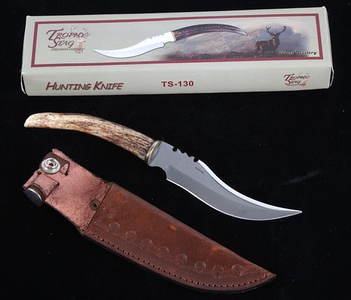 Trophy Stag Antler Tine Trailing Point TS130 Knife