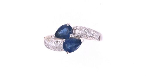 Freeform Blue Sapphire Diamond & 18k Gold Ring