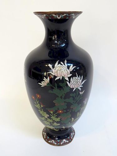 Chinese Cloisonne Vase With Flowers