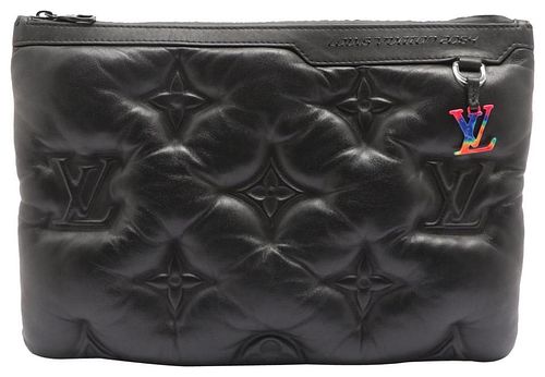 LOUIS VUITTON VIRGIL ABLOH BLACK QUILTED LEATHER PUFFER A4 POCHETTE POUCH
