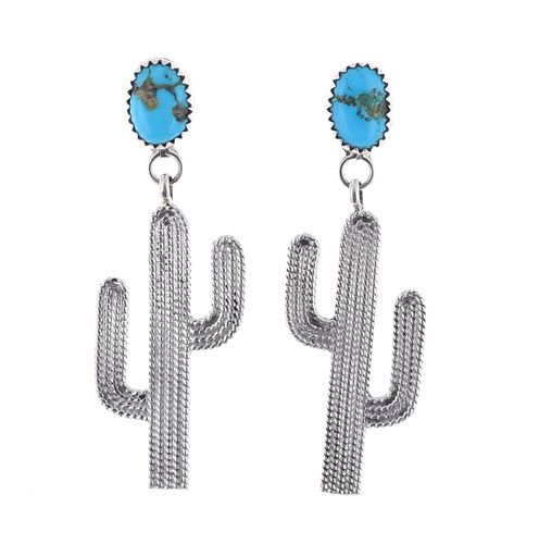 Navajo Verley Betone Silver & Turquoise Earrings