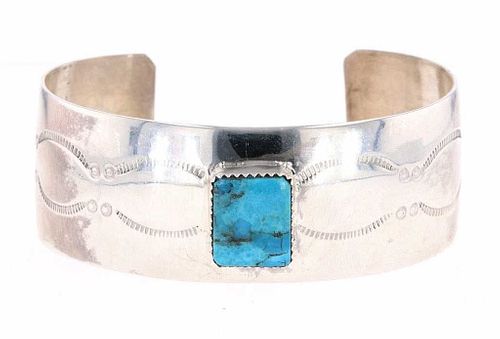 Navajo Turquoise Sterling Bracelet by C.J. Butler