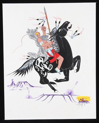 Cheyenne Original Gouache Painting c. 1989
