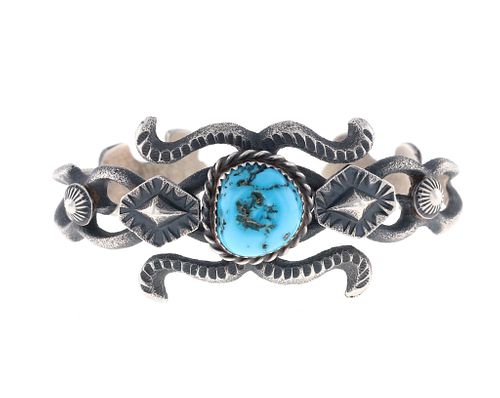 Navajo Tufa Sleeping Beauty Turquoise Bracelet