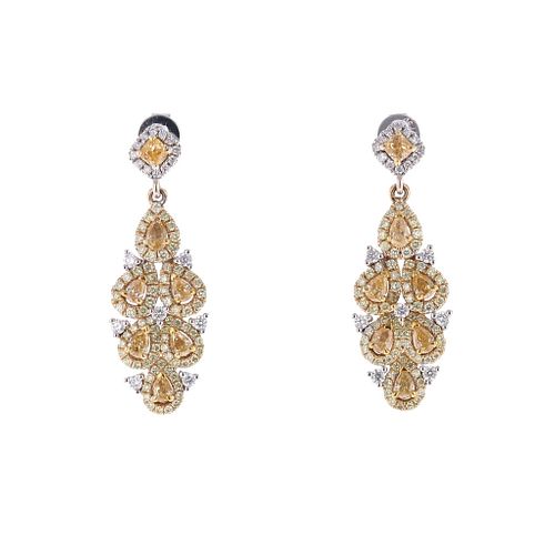 Elegant Fancy Brown Diamond 14k Gold Earrings