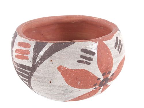 Isleta Pueblo Polychrome Pottery Bowl c. 1930's