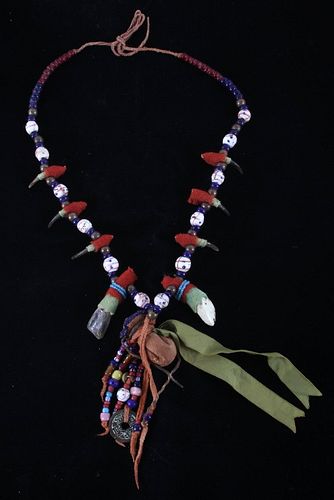 Blackfoot Badger Claw Medicine Necklace 1890-1900-