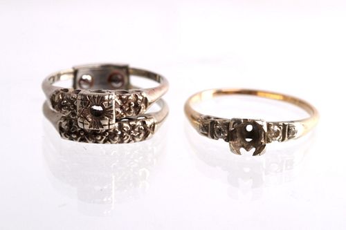 1930-40 14 Karat Gold & Diamond Wedding Rings