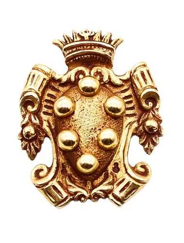 Medici coat of arms Italian 18k gold brooch pendant