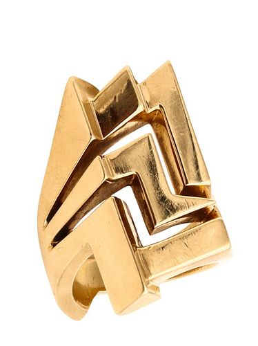 Alan Giovannetti geometric sculptural 18k gold Ring