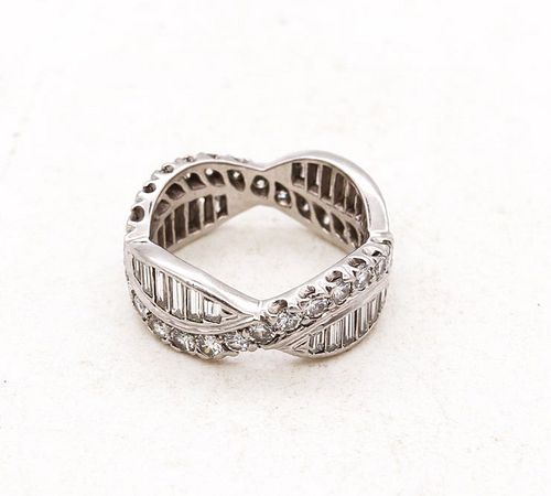 Art Deco  Platinum Eternity ring with 2.80 Cts VS Diamonds