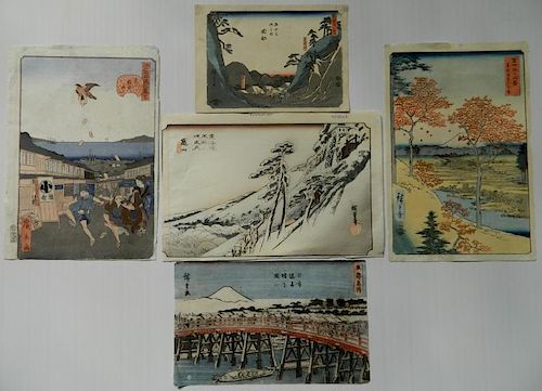 Hiroshige Ando 5 woodblocks