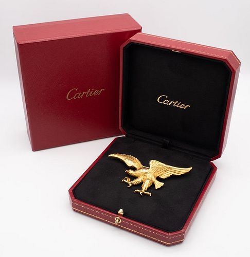 Cartier 1940 Paris eagle brooch in textured 18kt gold