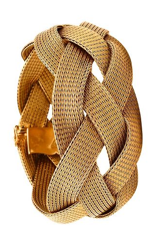 Italy Torino massive braided mesh bracelet in 18k gold