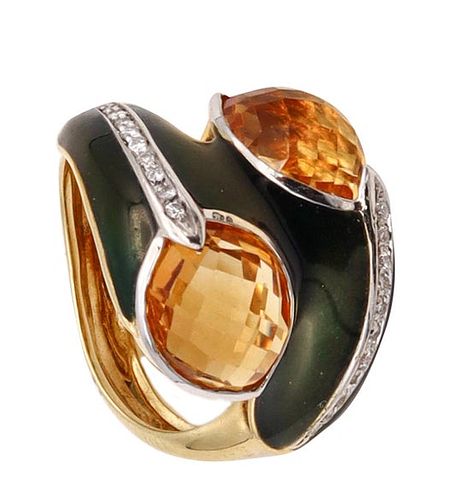 Fred of Paris Diamonds, Citrines & 18k Gold cocktail Ring