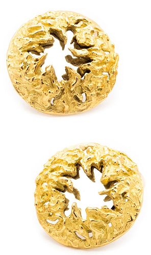 Chaumet 1970 Paris 18k gold retro mirrored Earrings