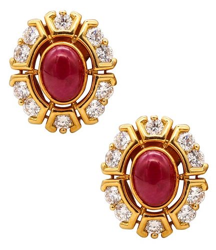 Tiffany & Co. Gia Certif Diamonds, Rubies & 18k Gold Earrings