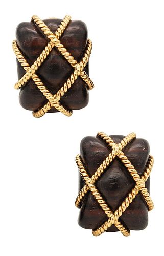 Trianon Seaman Schepps 18k & wood Earrings
