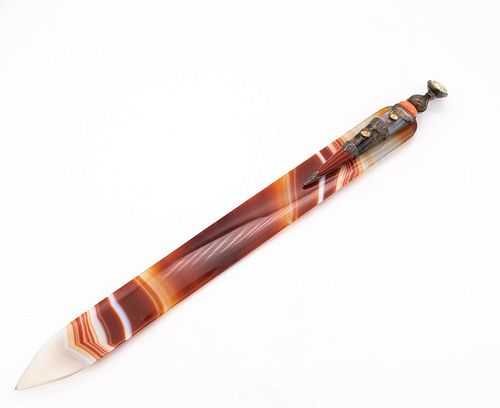 Scotland Scottish Letter opener in sterling silver with agate topaz & coral