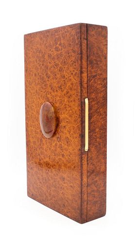 lfred Dunhill Art-Deco cigar box in Burl wood, Agate & 18k gold