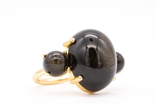 Paul Morelli  26 cts Obsidian & 18k yellow gold cocktail Ring