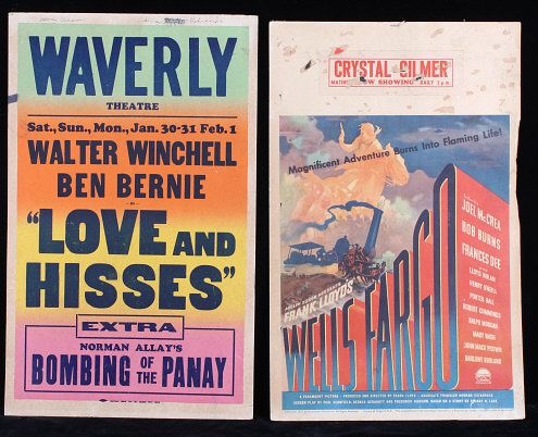 "Wells Fargo" & "Love and Hisses" Movie Posters