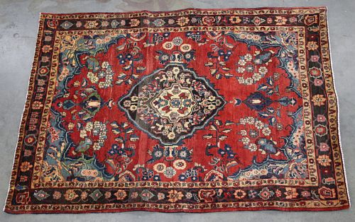 1900's Persian Lilihan Hand Knotted Wool Area Rug