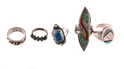 Navajo Sterling Silver & Turquoise & Lapis Rings