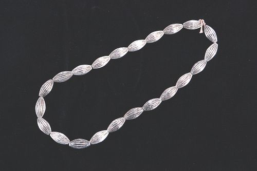 Silver Oblong Fluted Trade Beads Strand