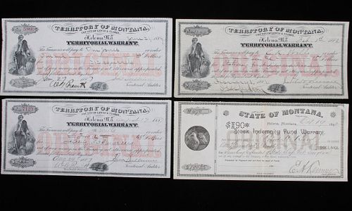 1887 Montana Territorial Bounty Warrant Checks