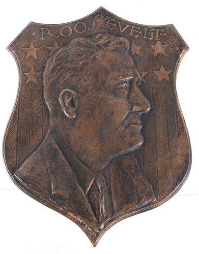 Brass Portrait Shield of F. D. Roosevelt