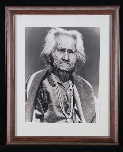 Framed Photograph Of An Old Navajo Indian