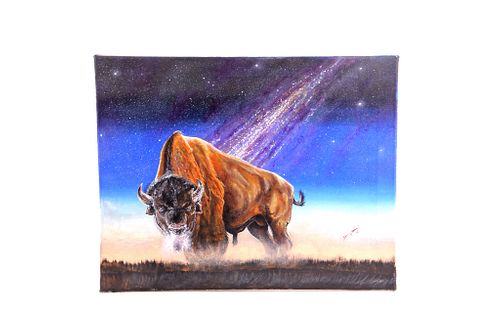 Buffalo & Milky Way Oil on Canvas Circa 2016