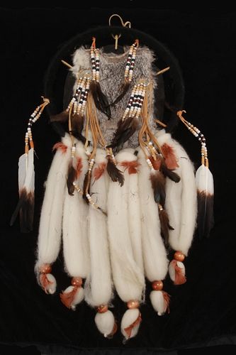 Plains Indian Style  Fur & Wool Spirit Shield