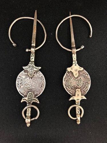 PAIR OF SILVER PENDANTS WITH WRITING AND DATE