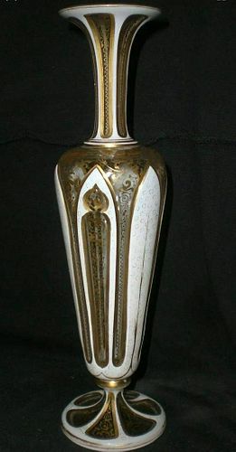 Bohemian Overlay Gilded Glass Vase