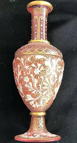 Important Moser Vase With Heavy Enameled And Gold