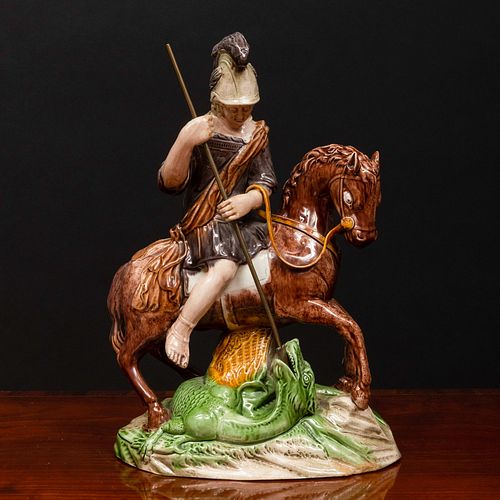 Large Staffordshire Model of St. George and the Dragon